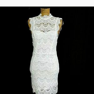 Free People Intimately Womens sz M Dress White Lace Sleeveless Open Back